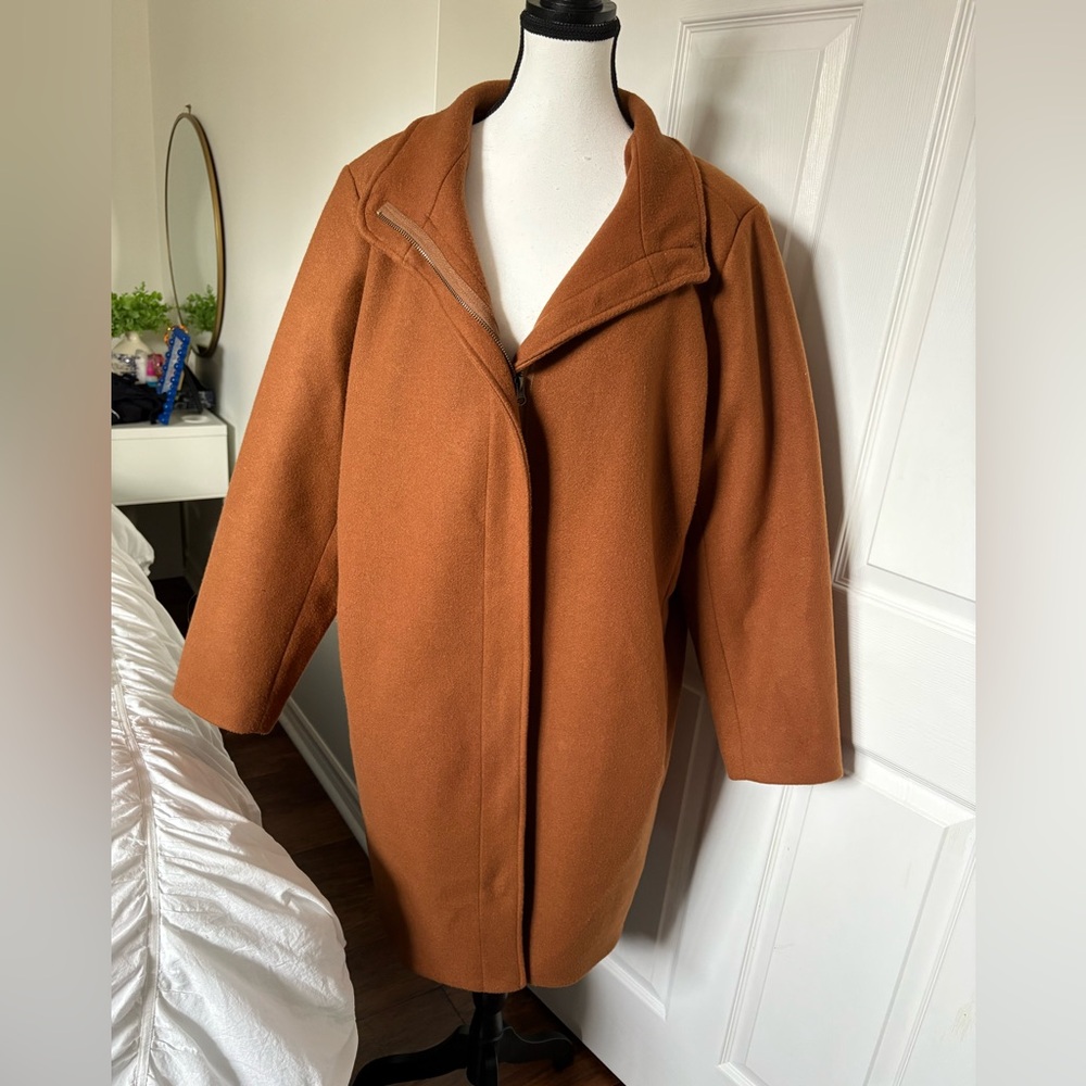 Old Navy Camel Wool Blend Coat Plus Size 2X Rust Brown Fall Jacket Shacket